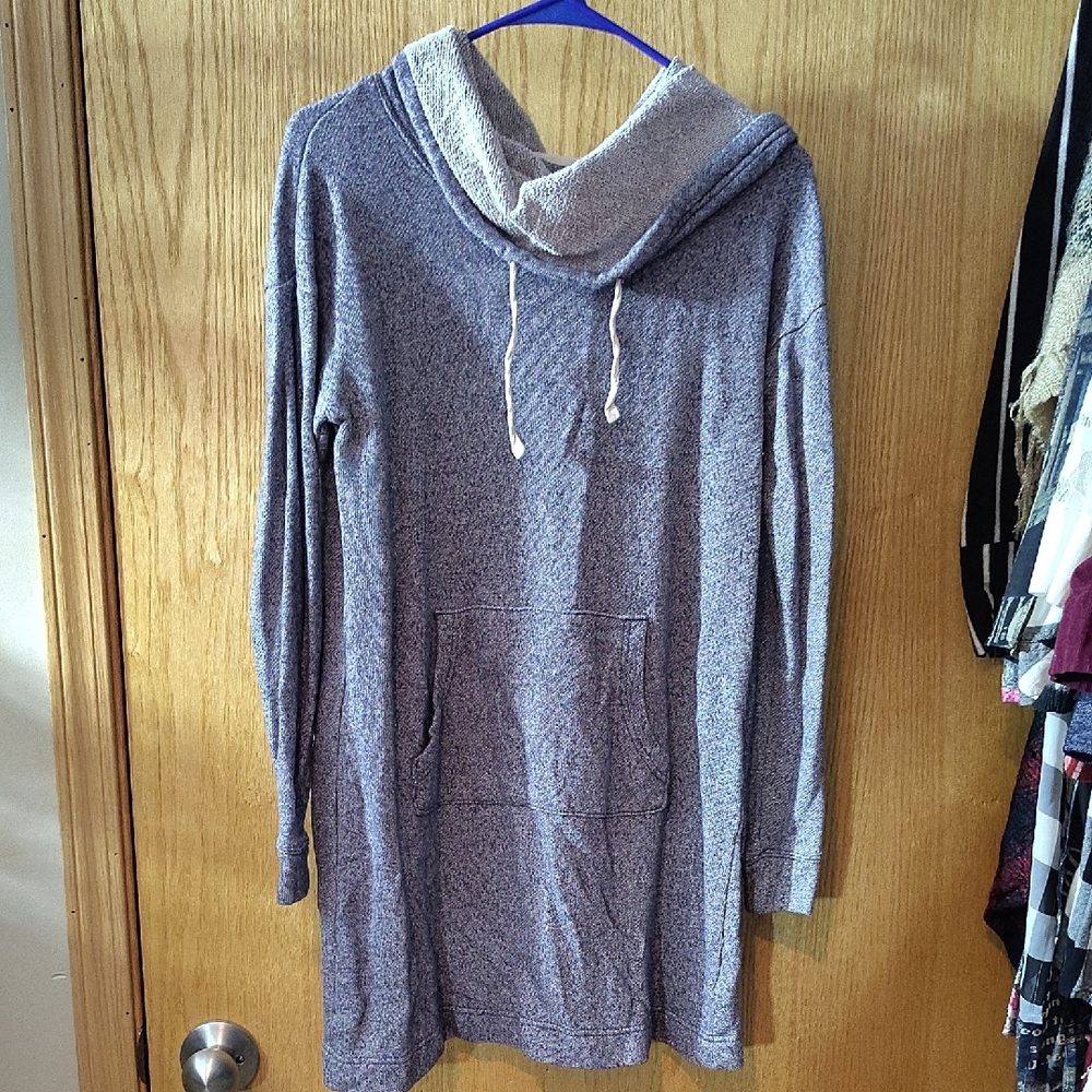 Sonoma Heathered Gray Hooded Sweater Dress